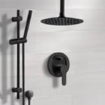 Remer SFR63 Matte Black Ceiling Rain Shower System with Handheld, Rainfall Shower Head, Shower Faucet Set